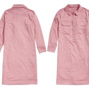 Vineyard Vines Red Striped Long Sleeve Button Up Stretch Mini Dress- Size XL